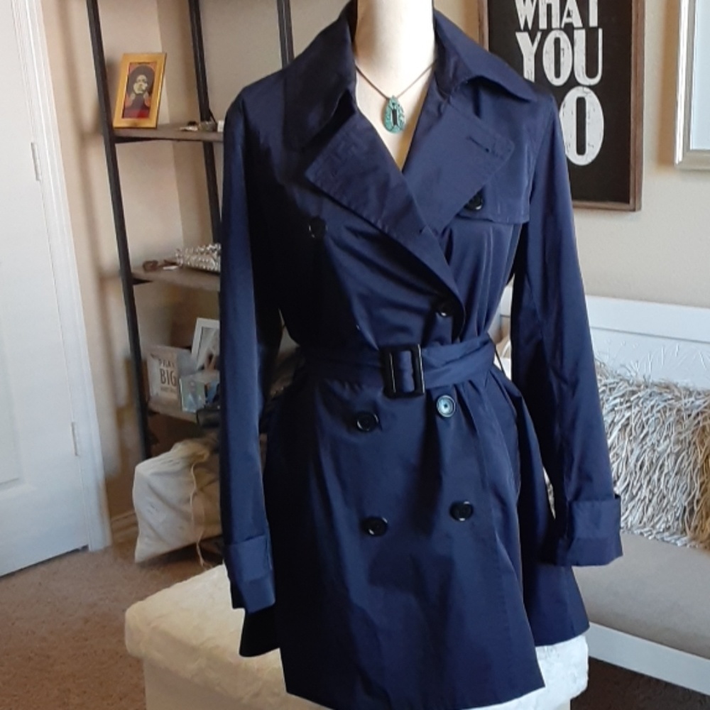 Ralph Lauren Navy Trench Coat (L) NWOT